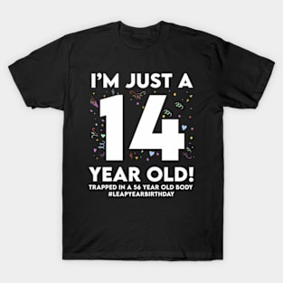 Leap Year Birthday 14Th Birthday Party 56 Years Old Birthday T-Shirt